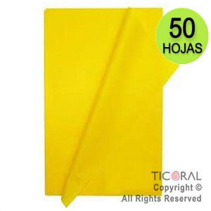 PAPEL SEDA BARRILETE COLOR 50X70 CM -50 HOJAS AMARILLO X 1
